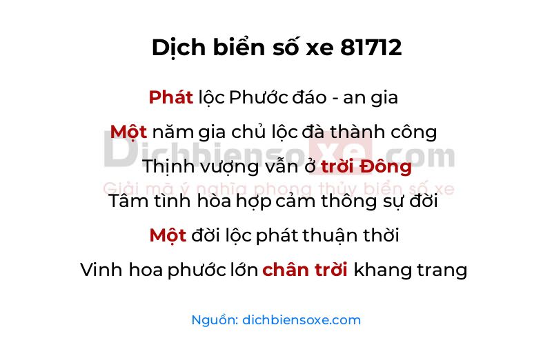 Dịch thơ biển số 81712