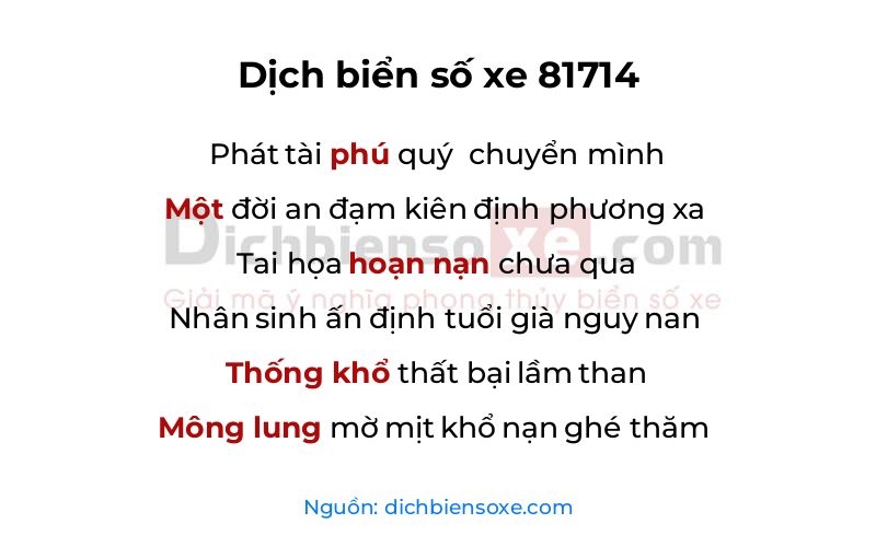 Dịch thơ biển số 81714