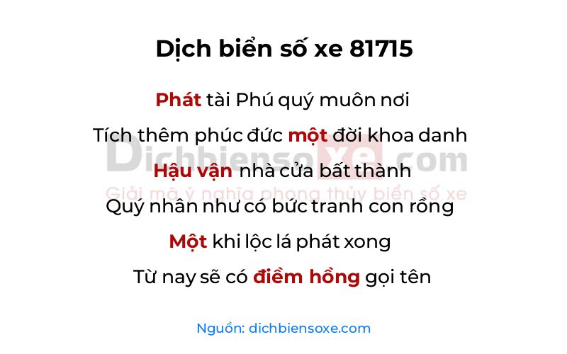 Dịch thơ biển số 81715