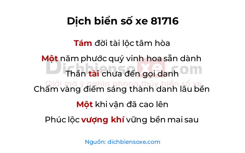 Dịch thơ biển số 81716
