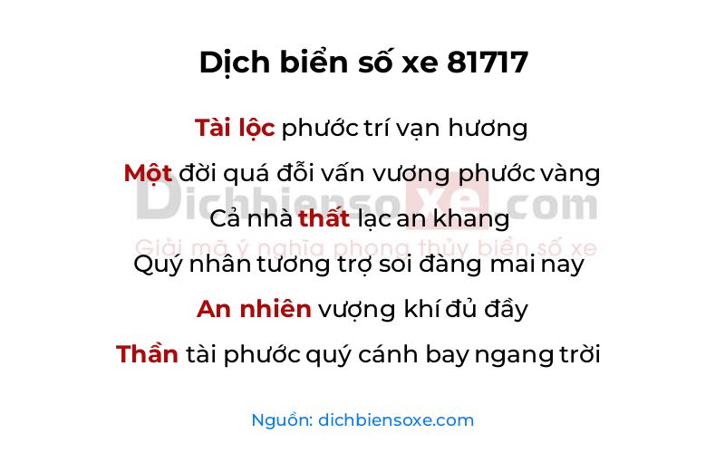Dịch thơ biển số 81717