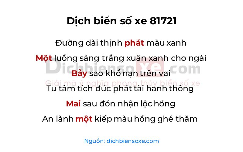 Dịch thơ biển số 81721