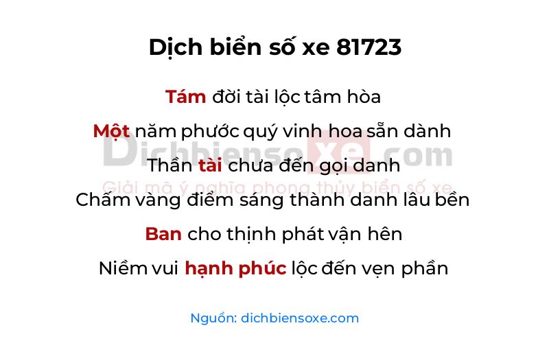 Dịch thơ biển số 81723