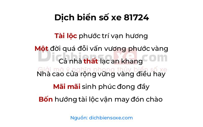 Dịch thơ biển số 81724