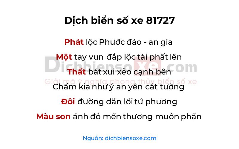 Dịch thơ biển số 81727