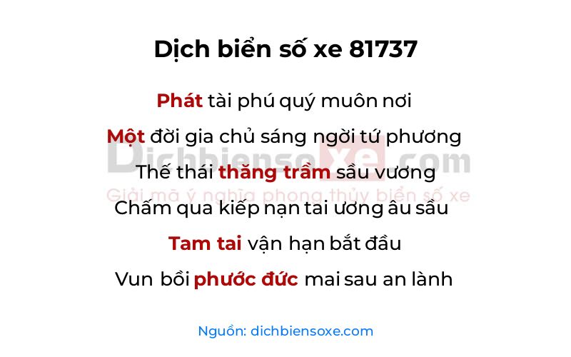 Dịch thơ biển số 81737