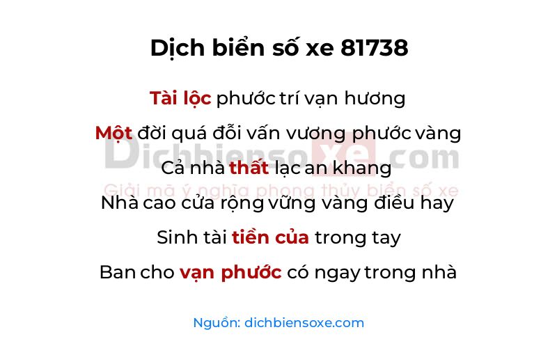 Dịch thơ biển số 81738