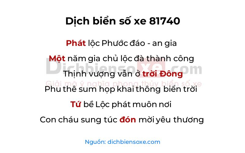 Dịch thơ biển số 81740