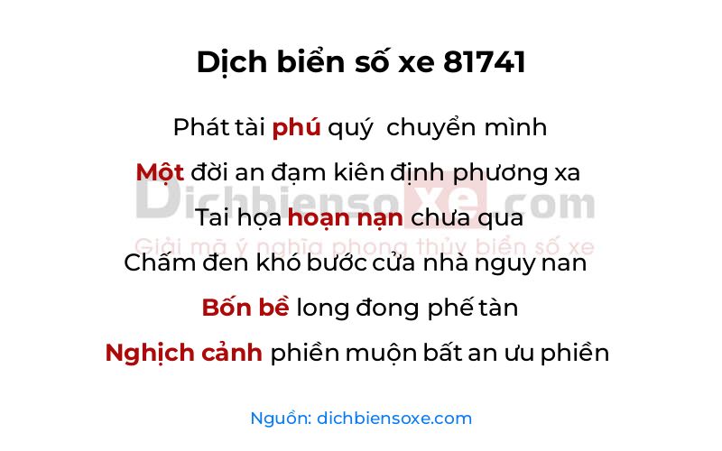 Dịch thơ biển số 81741