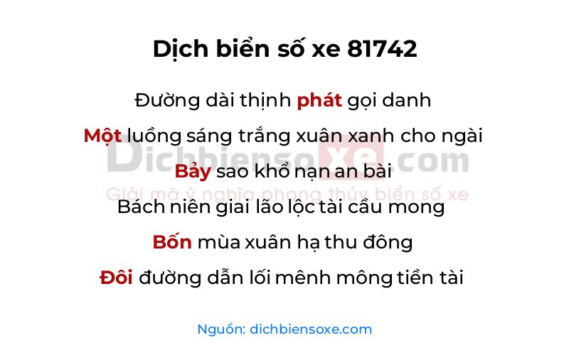 Dịch thơ biển số 81742