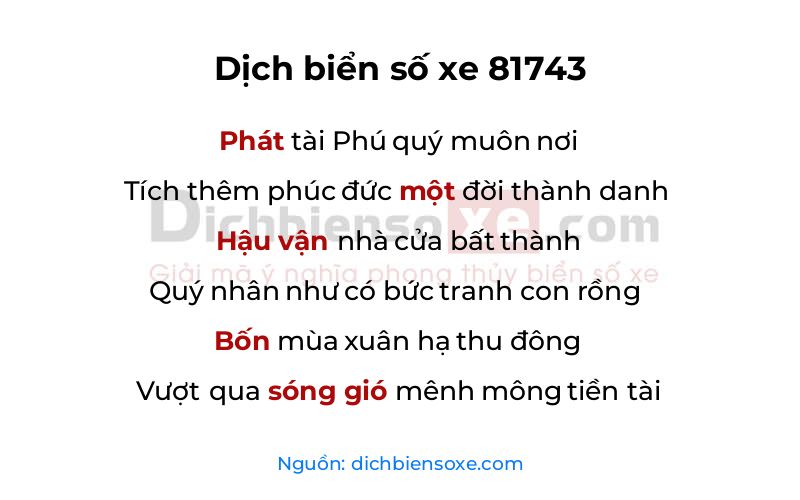 Dịch thơ biển số 81743