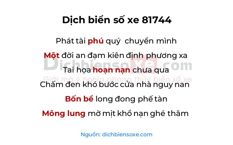Dịch thơ biển số 81744
