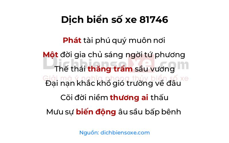 Dịch thơ biển số 81746