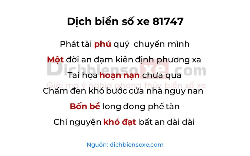 Dịch thơ biển số 81747