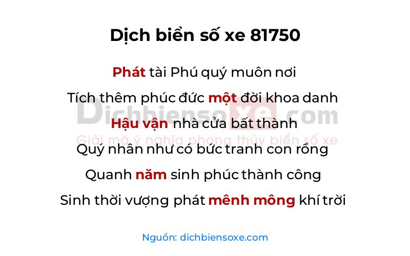 Dịch thơ biển số 81750