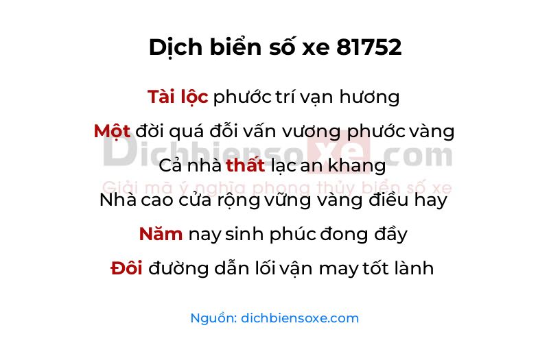 Dịch thơ biển số 81752
