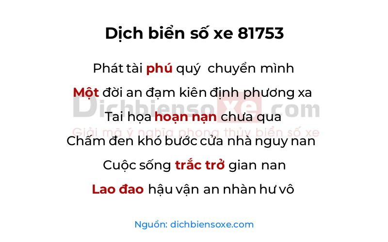 Dịch thơ biển số 81753