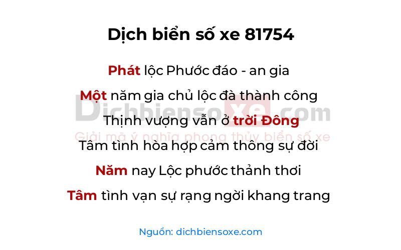 Dịch thơ biển số 81754
