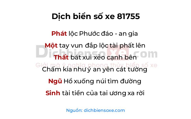 Dịch thơ biển số 81755