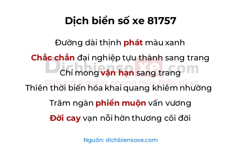 Dịch thơ biển số 81757
