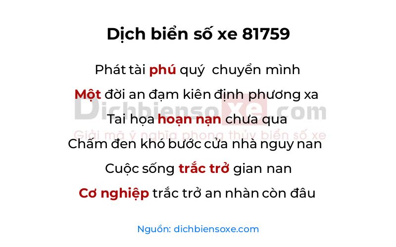 Dịch thơ biển số 81759