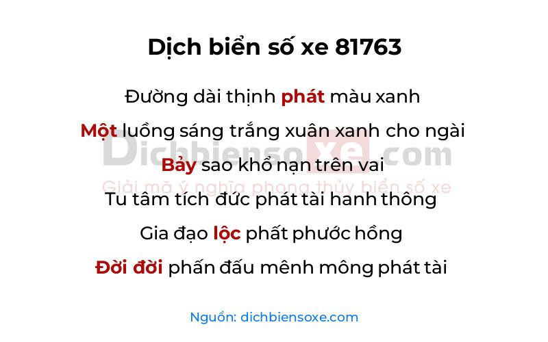 Dịch thơ biển số 81763