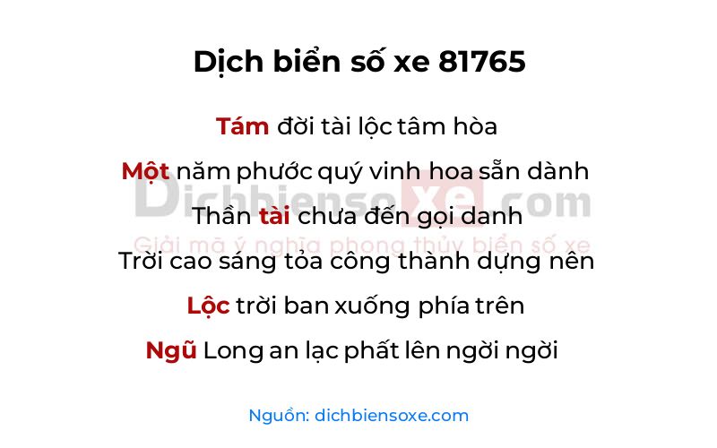 Dịch thơ biển số 81765
