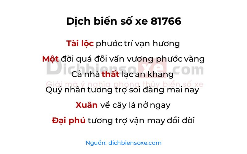 Dịch thơ biển số 81766