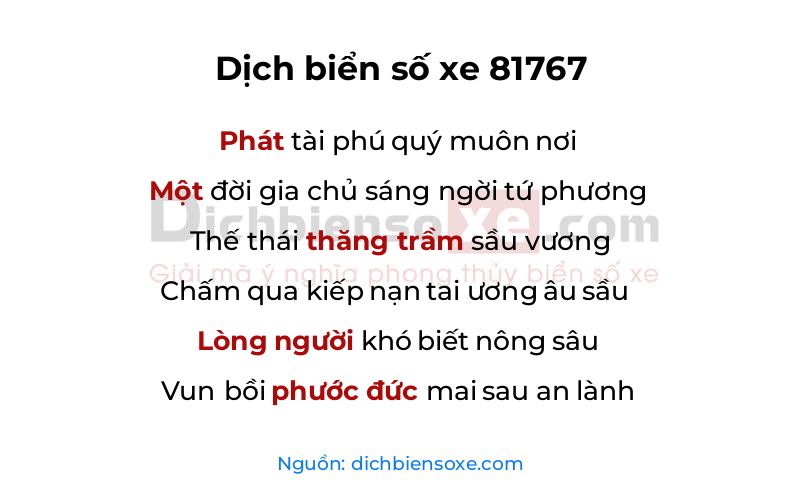 Dịch thơ biển số 81767