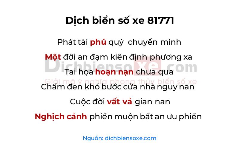 Dịch thơ biển số 81771