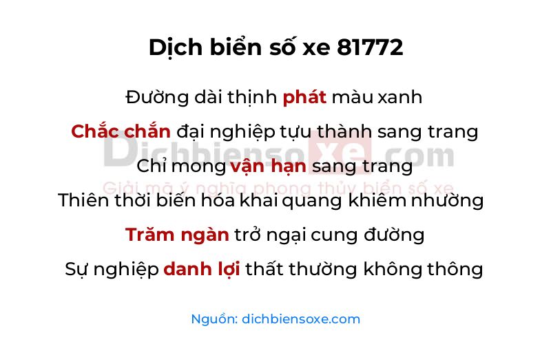 Dịch thơ biển số 81772