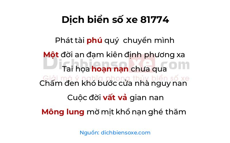 Dịch thơ biển số 81774