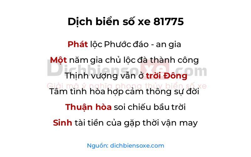 Dịch thơ biển số 81775