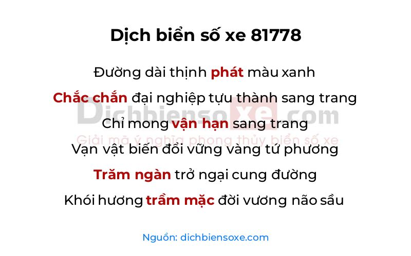 Dịch thơ biển số 81778