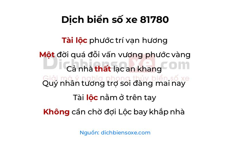 Dịch thơ biển số 81780