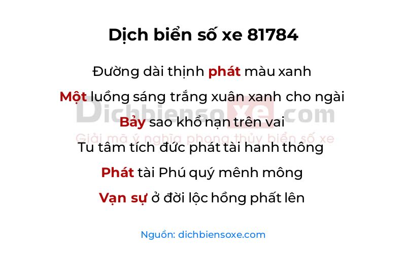 Dịch thơ biển số 81784