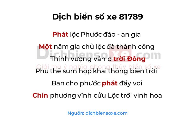 Dịch thơ biển số 81789