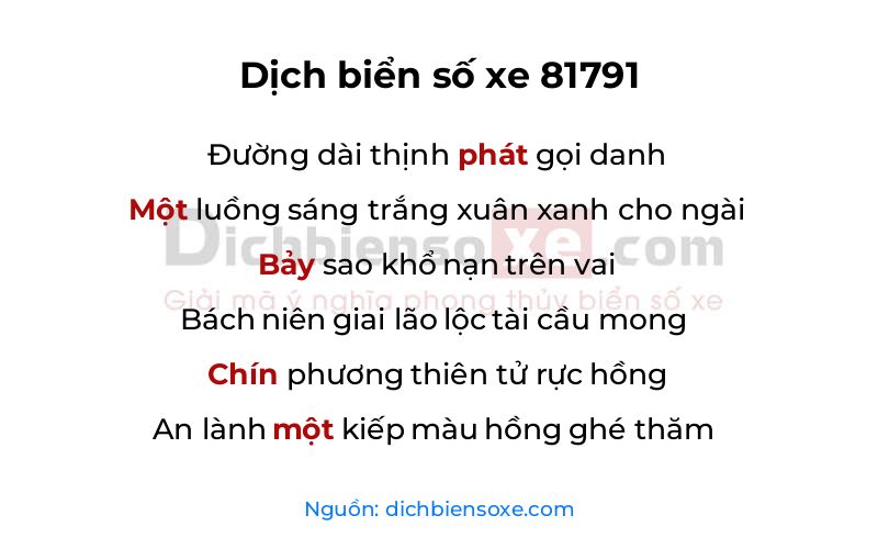 Dịch thơ biển số 81791
