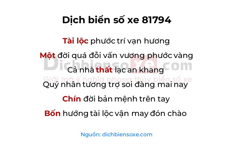 Dịch thơ biển số 81794