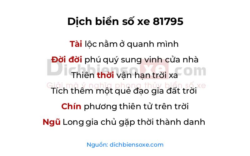 Dịch thơ biển số 81795