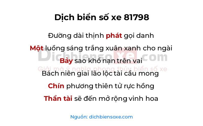 Dịch thơ biển số 81798