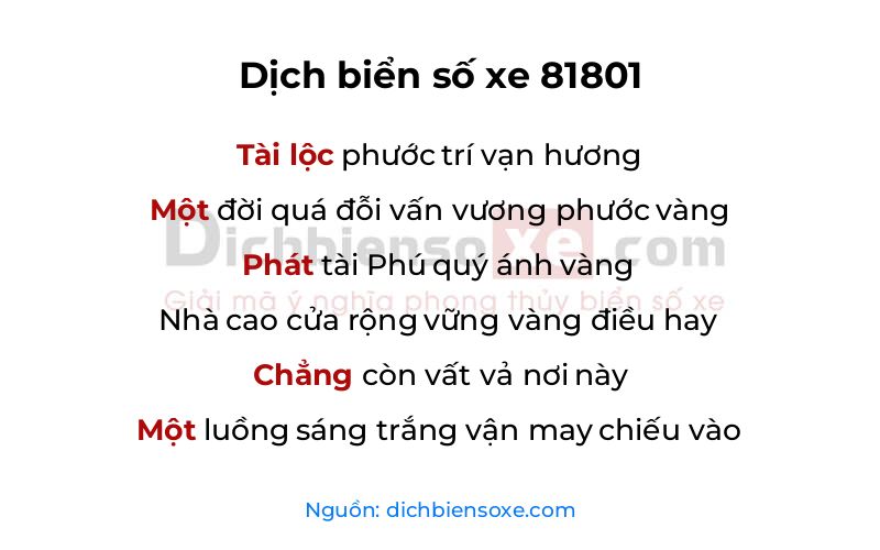 Dịch thơ biển số 81801
