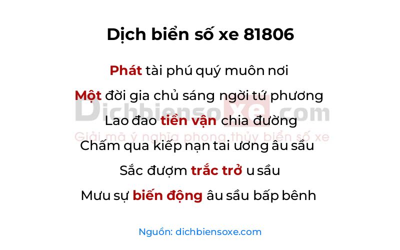 Dịch thơ biển số 81806