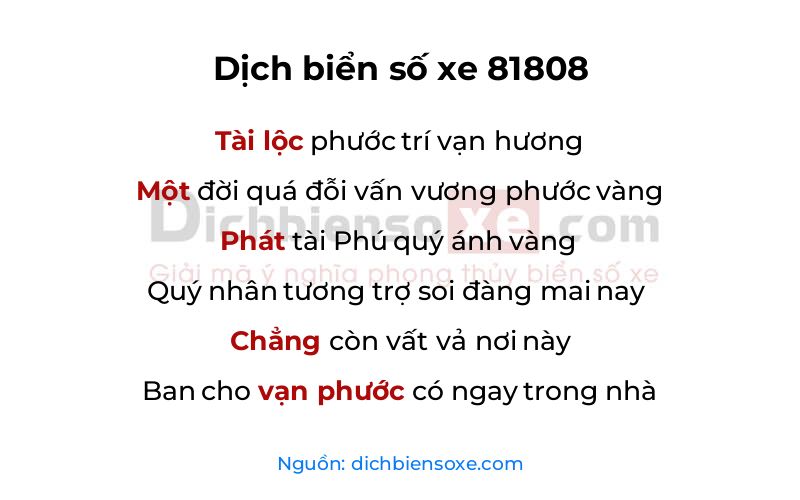 Dịch thơ biển số 81808