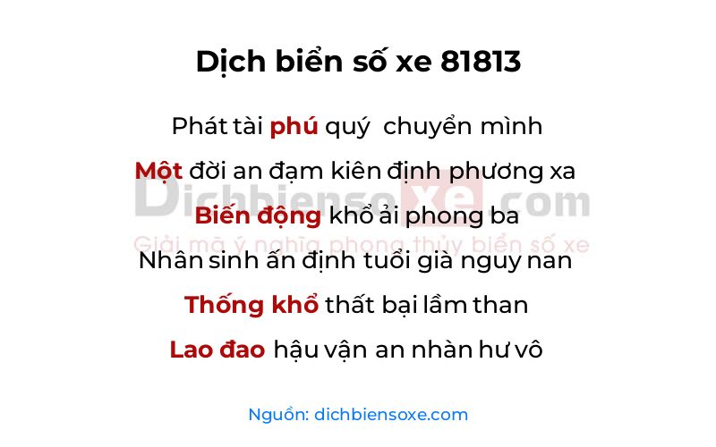 Dịch thơ biển số 81813