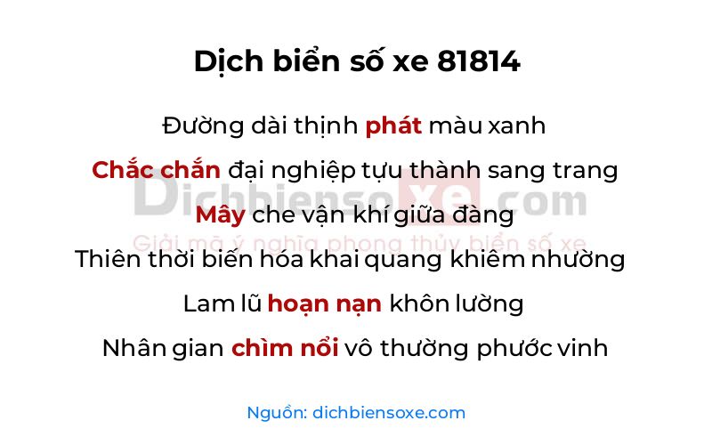 Dịch thơ biển số 81814