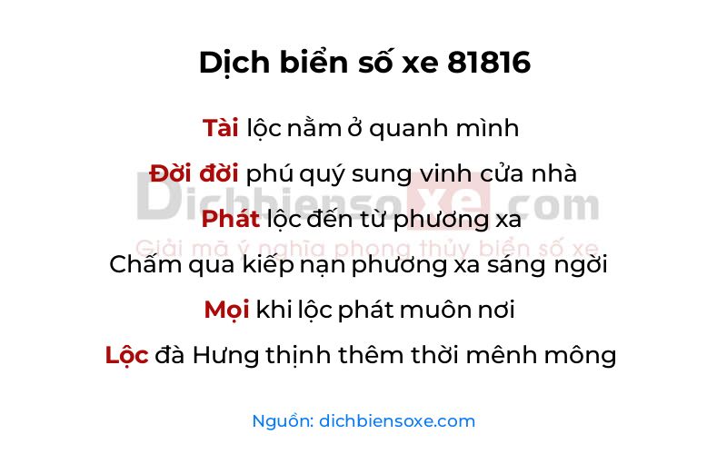 Dịch thơ biển số 81816