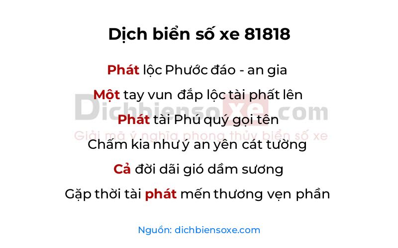 Dịch thơ biển số 81818