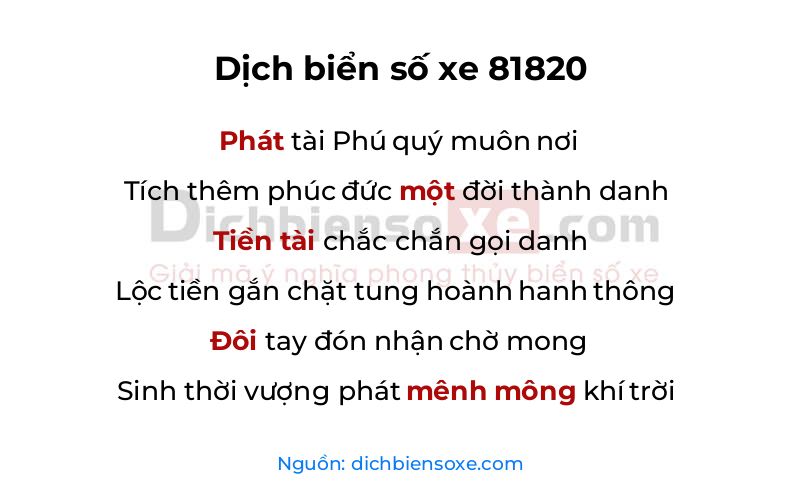 Dịch thơ biển số 81820