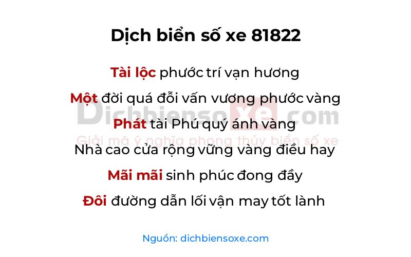 Dịch thơ biển số 81822